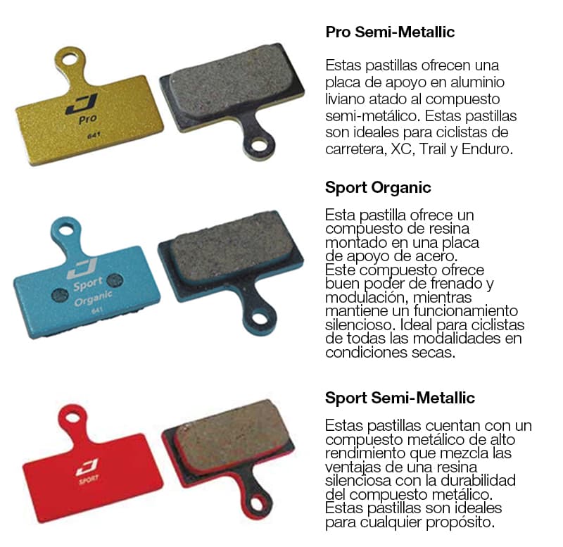 Pro Semi-Metallic, Sport Organic y Sport Semi - Metallic